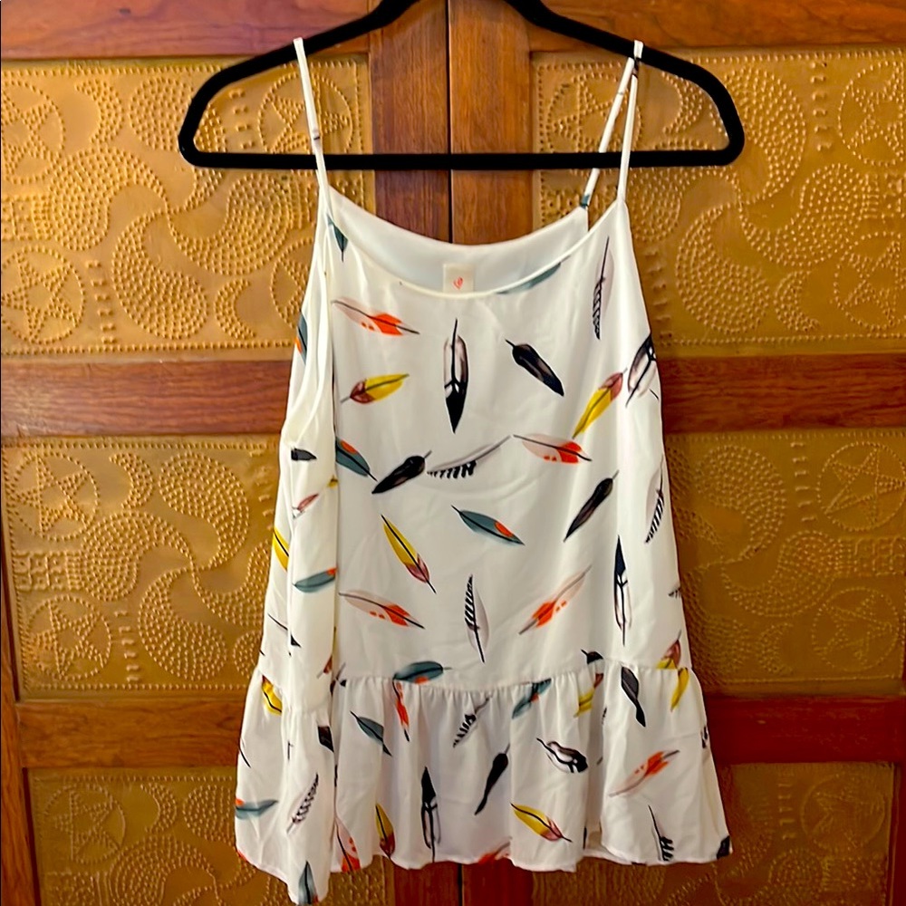 Feather Print Spaghetti Strap Top
